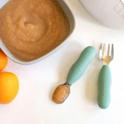 Lot de 2 pré-couverts en inox vert sauge