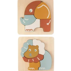 Lot de 2 puzzles bébé en bois