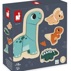 Lot de 4 puzzles évolutifs Dino (14 pièces)