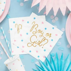 Lot de 20 serviettes Boy or Girl? (33 x 33 cm)