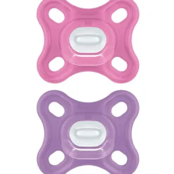 Lot de 2 sucettes en silicone Comfort rose et parme (0-2 mois)