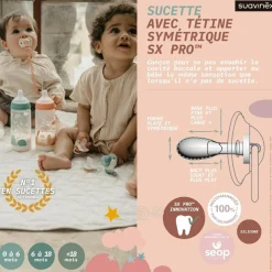 Lot de 2 sucettes symétriques SX PRO 0-6mois Dreams bleu