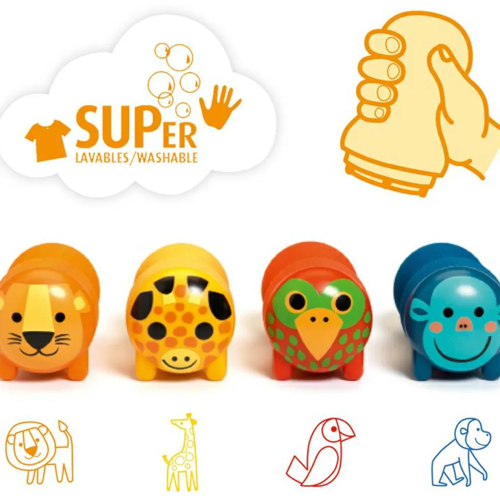 Lot de 4 tampons Animaux de la savane