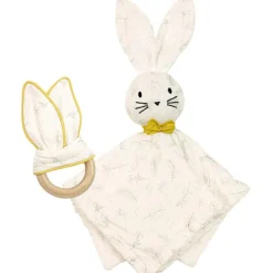 Lot doudou plat + anneau de dentition Leafy Bunny