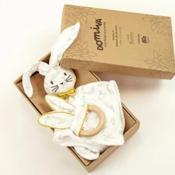 Lot doudou plat + anneau de dentition Leafy Bunny