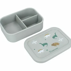 Lunch box 3 compartiments en silicone Dino vert