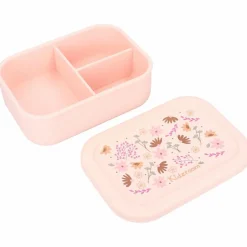 Lunch box 3 compartiments en silicone Fleurs rose