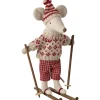 Maman Souris en hiver et sa paire de skis Rouge