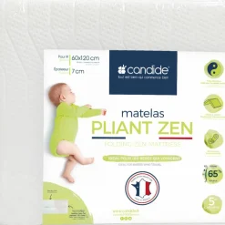 Matelas pliant 2 parties Zen déhoussable (60x120 cm)