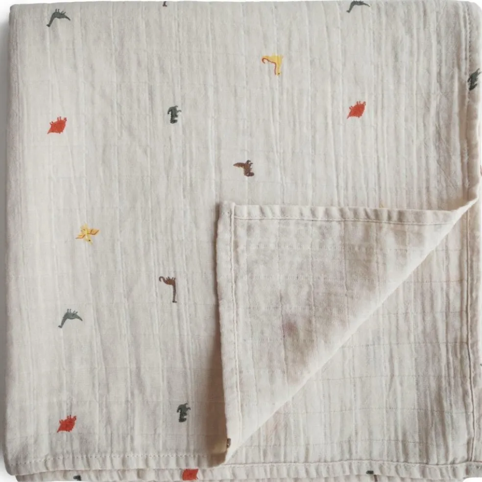 Maxi lange en coton bio Dinosaure (120 x 120 cm)