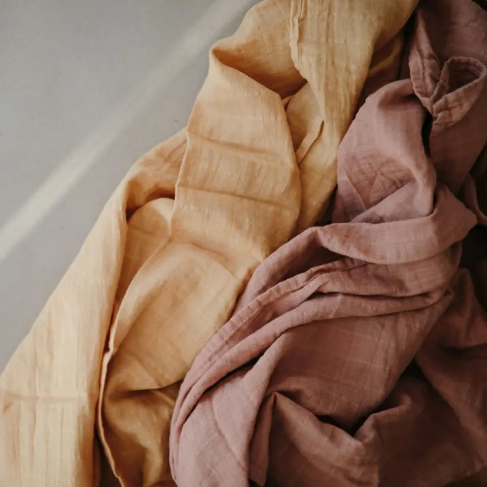 Maxi lange en coton bio Fall yellow (120 x 120 cm)