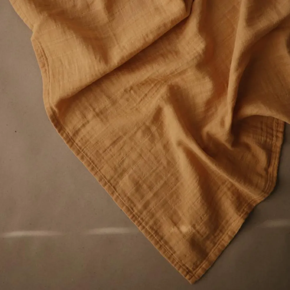 Maxi lange en coton bio Fall yellow (120 x 120 cm)