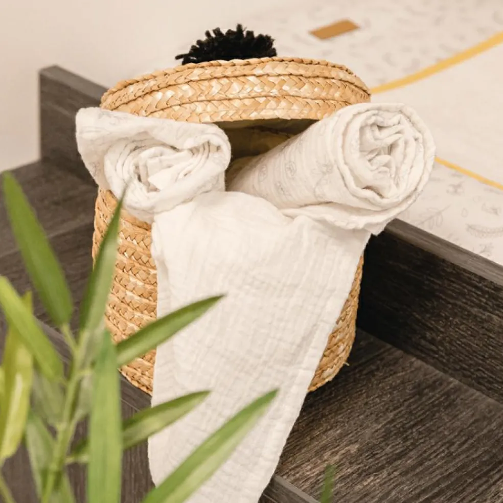 Maxi lange en coton bio Leafy Bunny (120 x 120 cm)