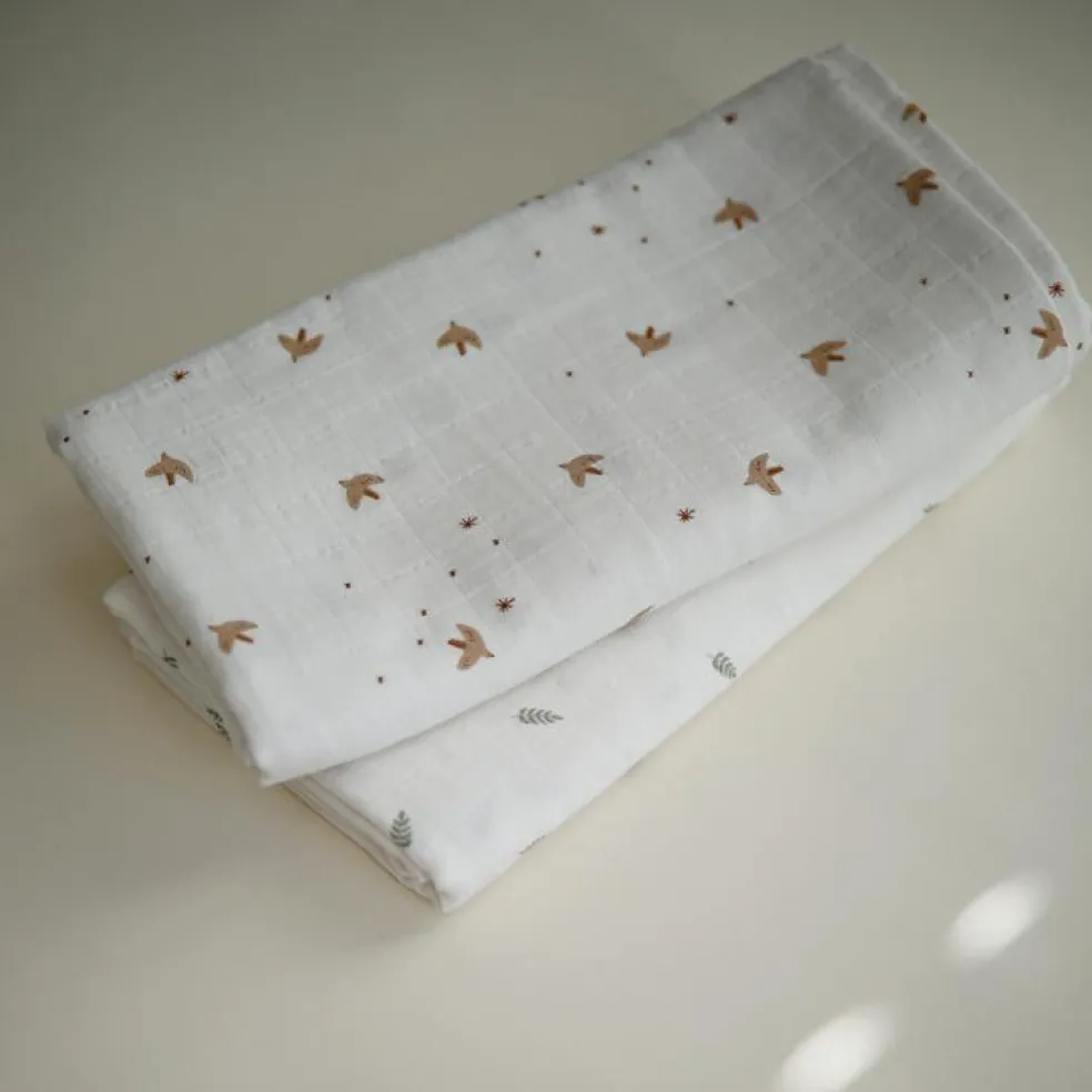 Maxi lange en coton bio Sparrows (120 x 120 cm)