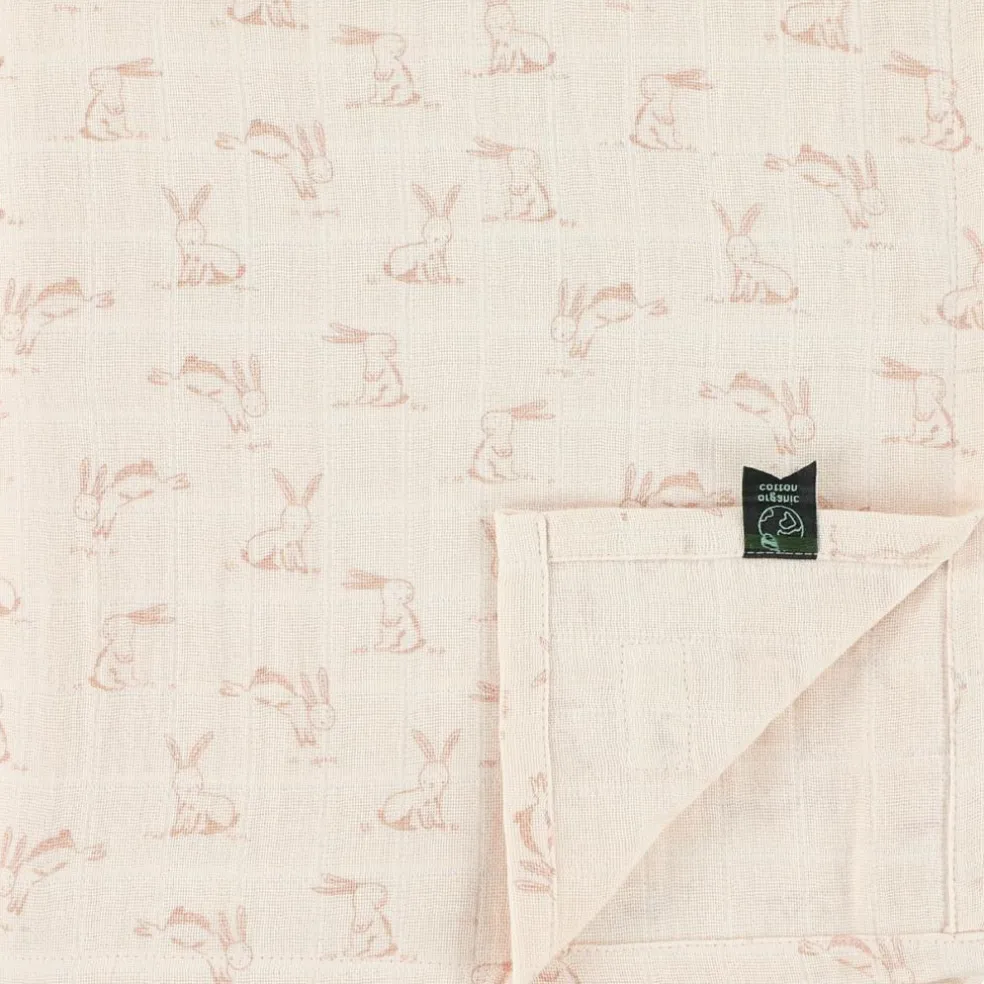 Maxi lange en mousseline Rosy Rabbit (110 x 110 cm)