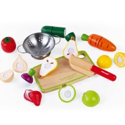 Maxi set de fruits et légumes en bois à découper