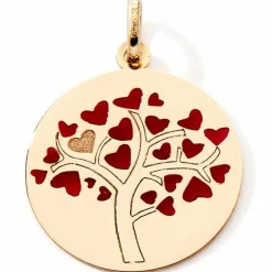 Médaille Arbre de vie Cœur Rouge (or jaune 375°)