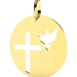 Médaille croix et colombe ajourées (or jaune 375°)