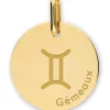 Médaille zodiaque Gémeaux personnalisable (or jaune 375°)