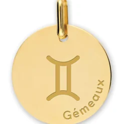 Médaille zodiaque Gémeaux personnalisable (or jaune 375°)