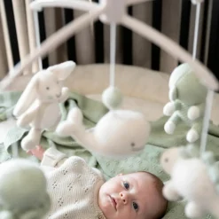 Mobile musical Animals Laurel Green-Warm Linen