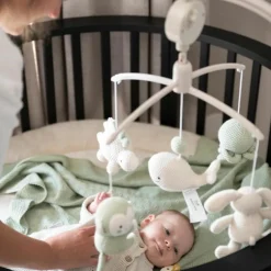 Mobile musical Animals Laurel Green-Warm Linen