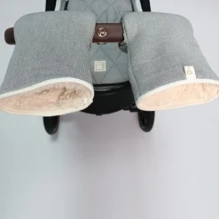 Moufles pour poussette en coton bio gris