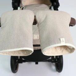 Moufles pour poussette en coton bio marron