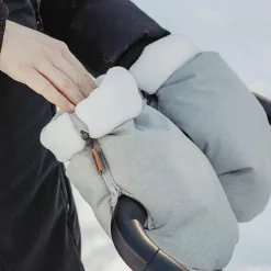 Moufles pour poussette gris chiné