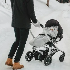 Moufles pour poussette gris chiné