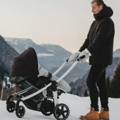 Moufles pour poussette gris chiné