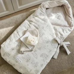 Nid d'ange avec capuche Toile de Jouy Cream