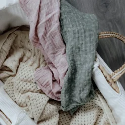 Pack 2 langes en coton bio rose poudré