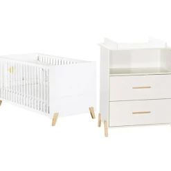 Pack duo Joy naturel lit bébé évolutif et commode à langer