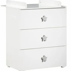 Pack duo lit bébé têtes panneaux blanc et commode à langer étoile New Basic