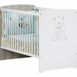 Pack duo lit bébé têtes panneaux et commode à langer Teddy