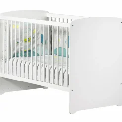 Pack duo lit bébé têtes panneaux blanc et commode à langer coeur rose New Basic