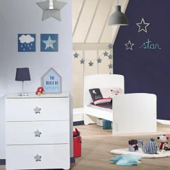 Pack duo lit bébé évolutif Little Big Bed blanc et commode à langer étoile New Basic