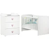 Pack duo lit bébé évolutif Little Big Bed blanc et commode à langer coeur rose New Basic