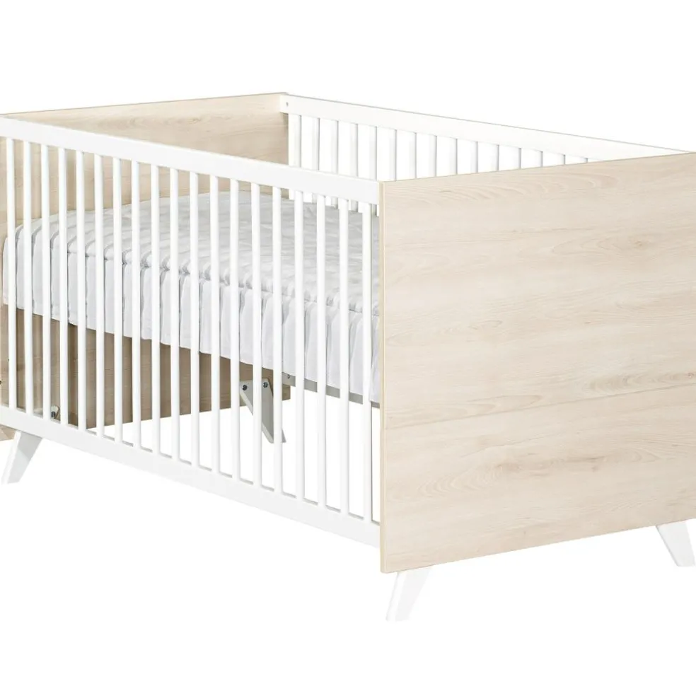 Pack duo Scandi naturel lit bébé évolutif et commode à langer