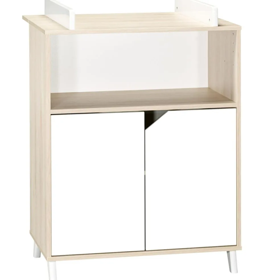 Pack duo Scandi naturel lit bébé évolutif et commode à langer