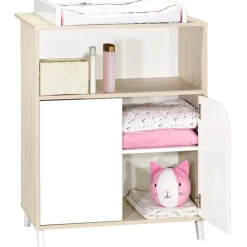 Pack duo Scandi naturel lit bébé évolutif et commode à langer