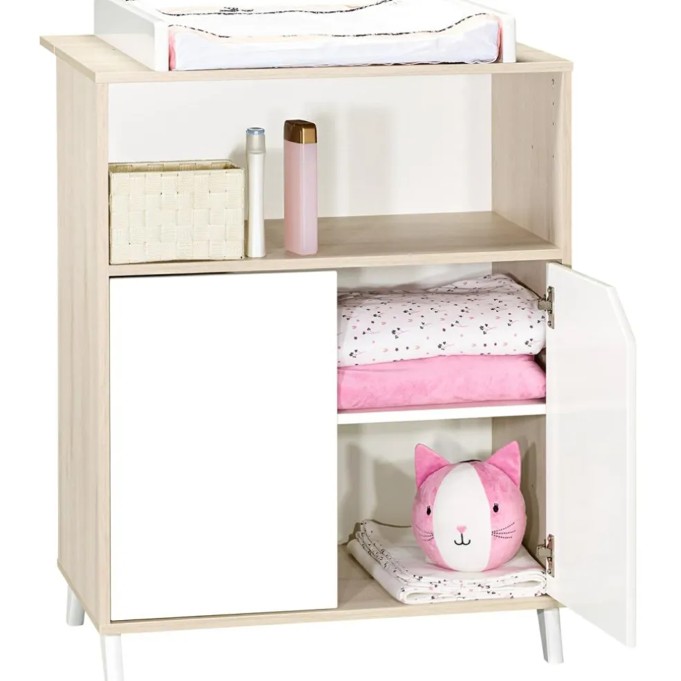 Pack duo Scandi naturel lit bébé évolutif et commode à langer
