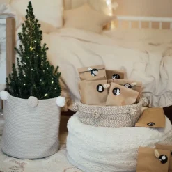 Panier de rangement Bubbly en coton gris (30 x 30 cm)