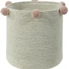 Panier de rangement Bubbly en coton naturel et rose nude (30 x 30 cm)