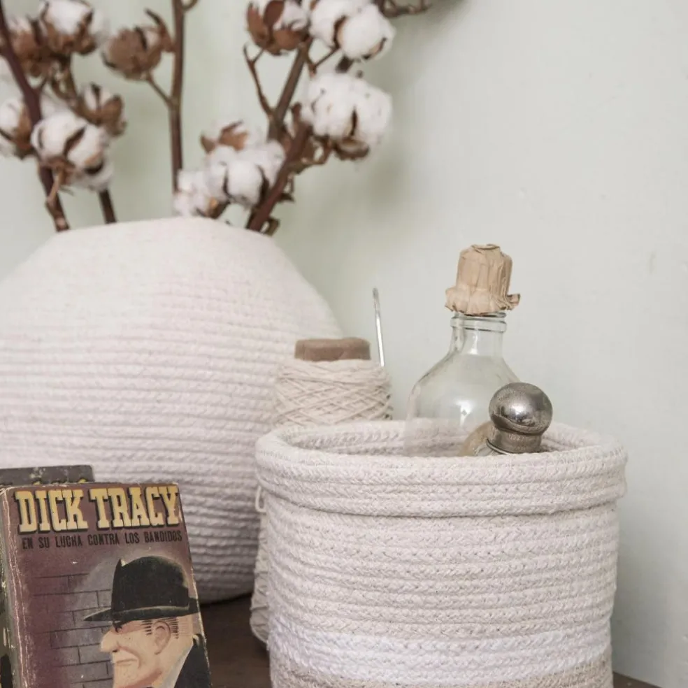 Panier de rangement en coton My Little Ones ivoire (15 x 15 x 15 cm)