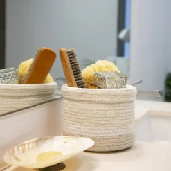 Panier de rangement en coton My Little Ones ivoire (15 x 15 x 15 cm)