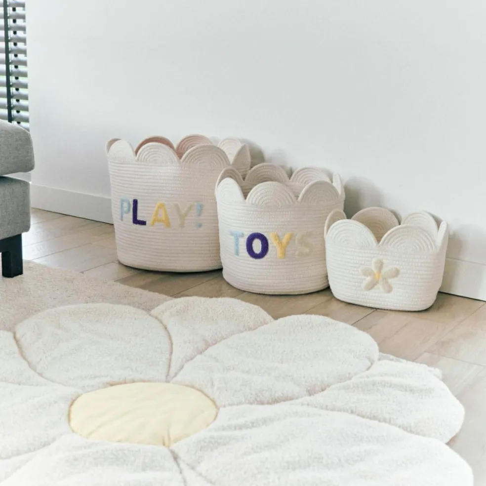 Panier de rangement Fleur écru (30 x 30 cm)