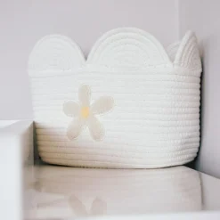 Panier de rangement Fleur écru (30 x 20 cm)