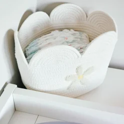 Panier de rangement Fleur écru (30 x 20 cm)